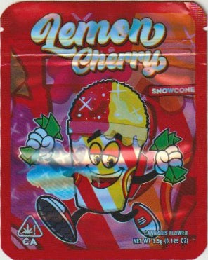 1/8 OZ -  MYLAR BAGS (50 CT) - "LEMON CHERRY SNOWCONE"