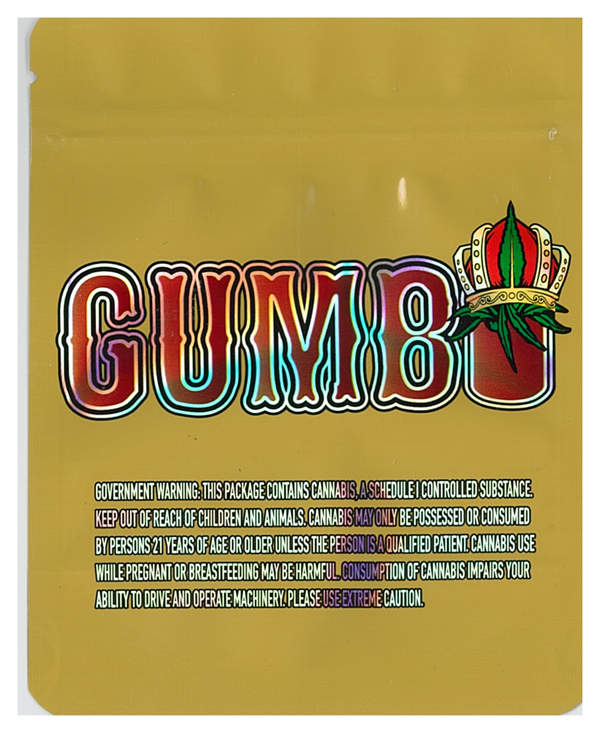 1/8 OZ -  MYLAR BAGS (50 CT) - "YELLOW KING MINUTE GUMBO NEW DROP"